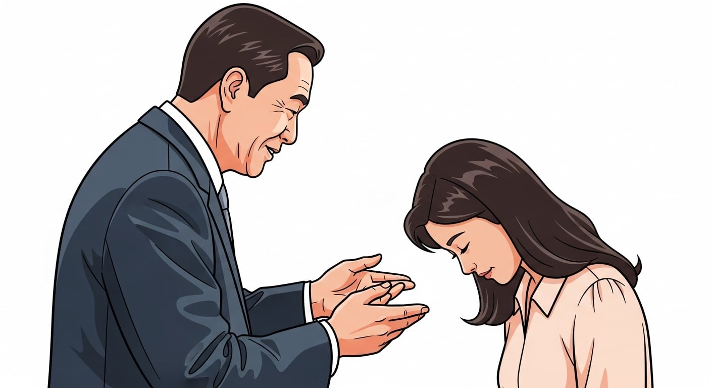 褒める男性と女性