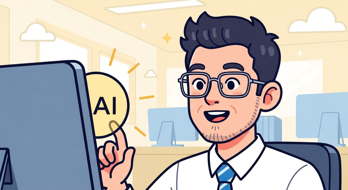 AIを使って仕事をする男性